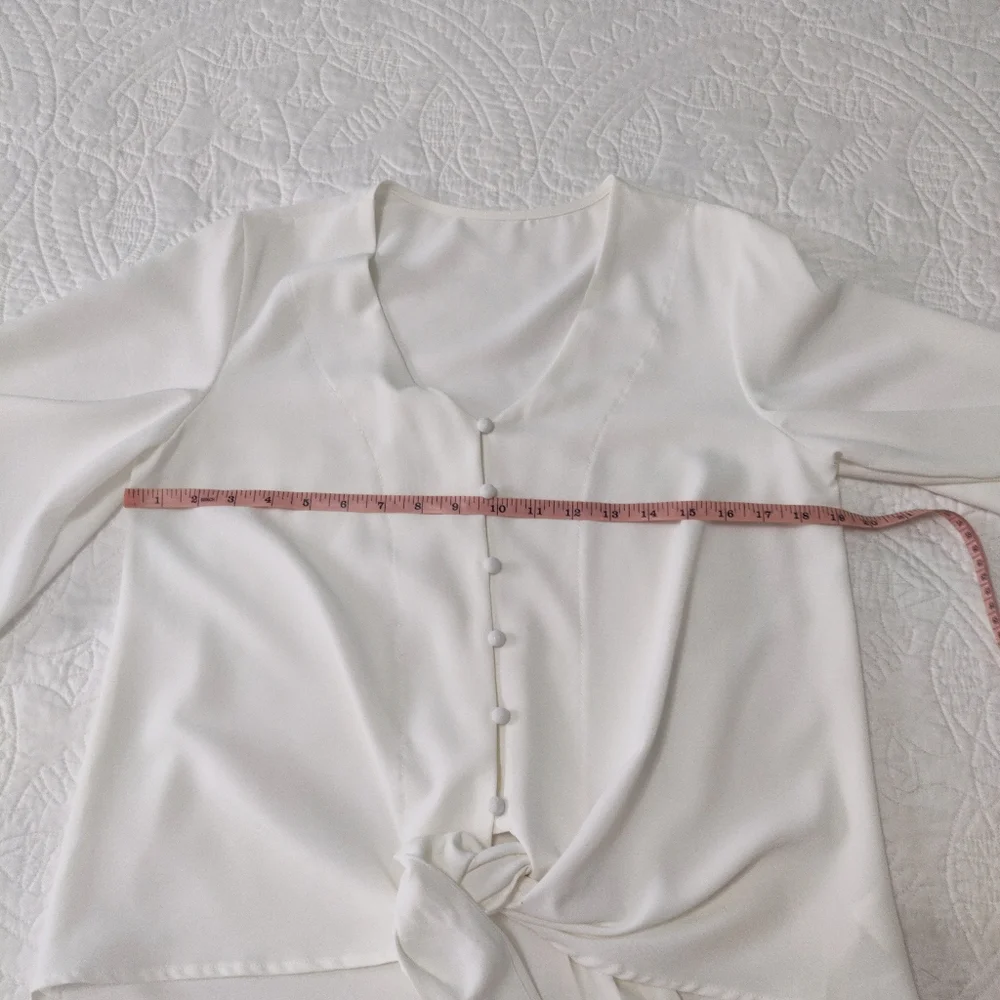 Off white tie up blouse. - Picture 2 of 6